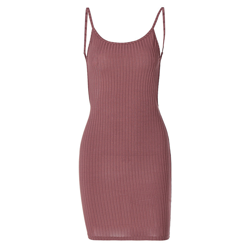 Damen figurbetontes Rippenkleid mit verstellbaren Spaghettiträgern Echo Archiv