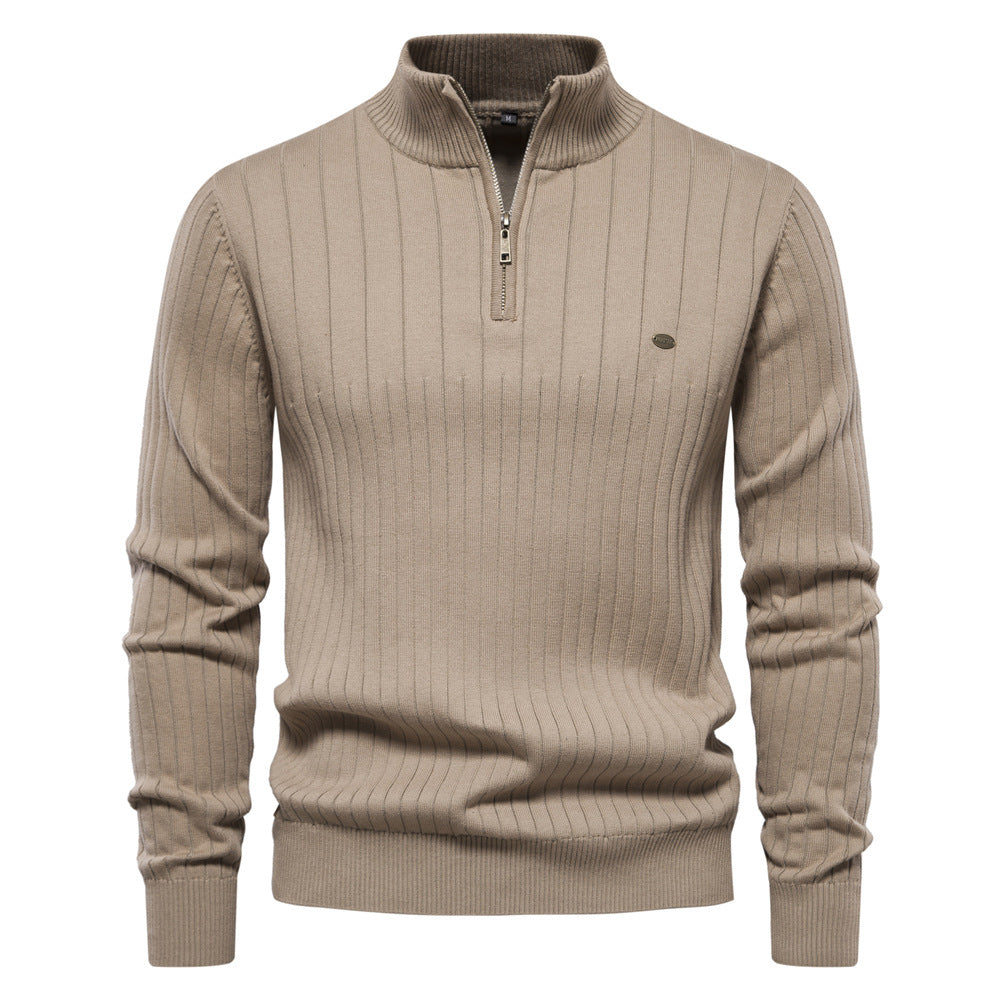 Herren Pullover mit halbem Reißverschluss und Rippstruktur Echoarchiv
