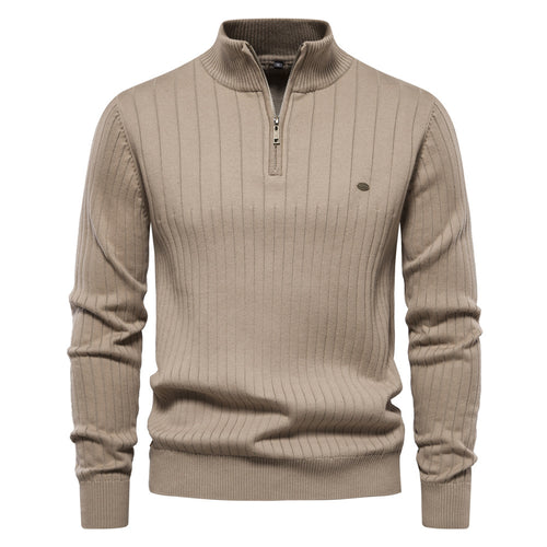 Herren Pullover mit halbem Reißverschluss und Rippstruktur Echoarchiv