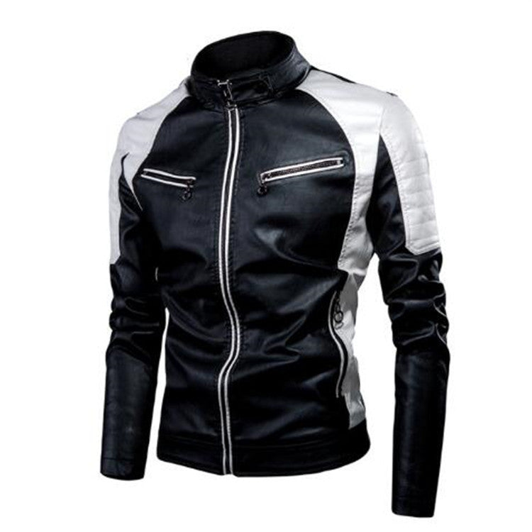 Herren Kunstleder-Pilotenblouson im Rennsportstil mit gesteppter Schulterpartie – Taviero