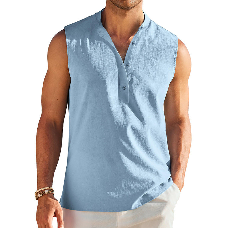 Herren Ärmelloses Henley-Shirt aus atmungsaktivem und leichtem Material Echoarchiv