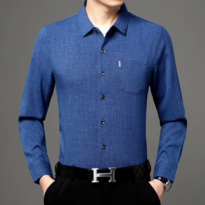 Herren elegantes Langarm-Hemd mit feinem Strukturdesign Echoarchiv