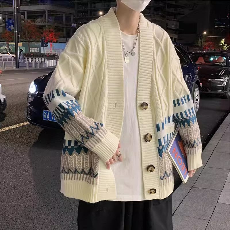 Herren Strickjacke mit modernen Mustern und praktischen Taschen Echoarchiv