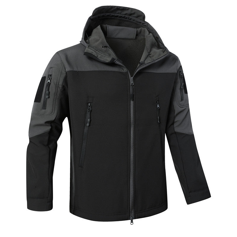 Herren winddichte Softshelljacke mit Kapuze und wasserabweisender Membran Echoarchiv