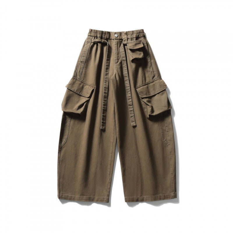 Unisex Weite Cargo-Cropped-Hose mit hohem elastischem Bund, Mehrfachtaschen und Kordelzug Echo Archiv