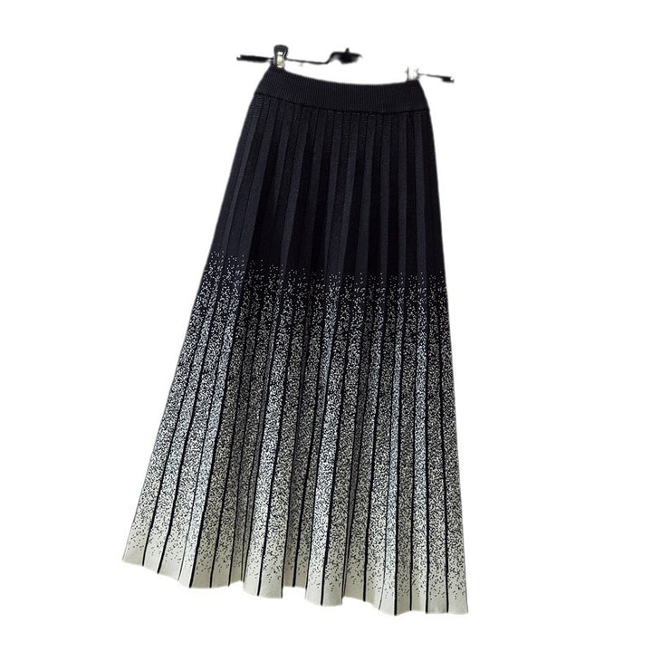 Damen Eleganter Plissee-Rock mit kontrastierenden Streifen Echo Archiv