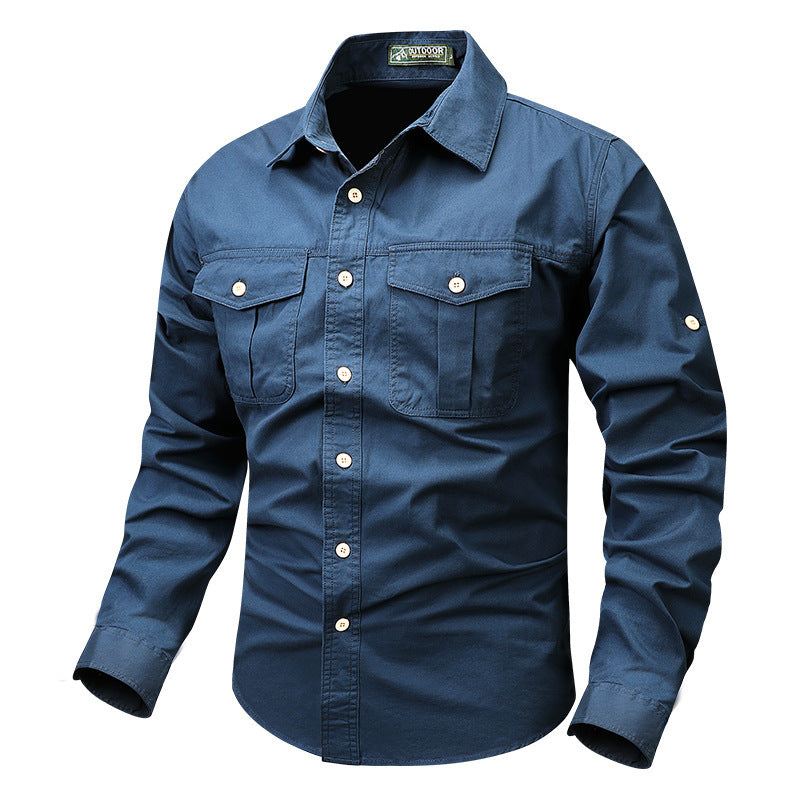 Herren nan robustes Baumwoll-Twill Hemd mit doppelten Brustklappentaschen und Rollärmelsystem Echo Archiv