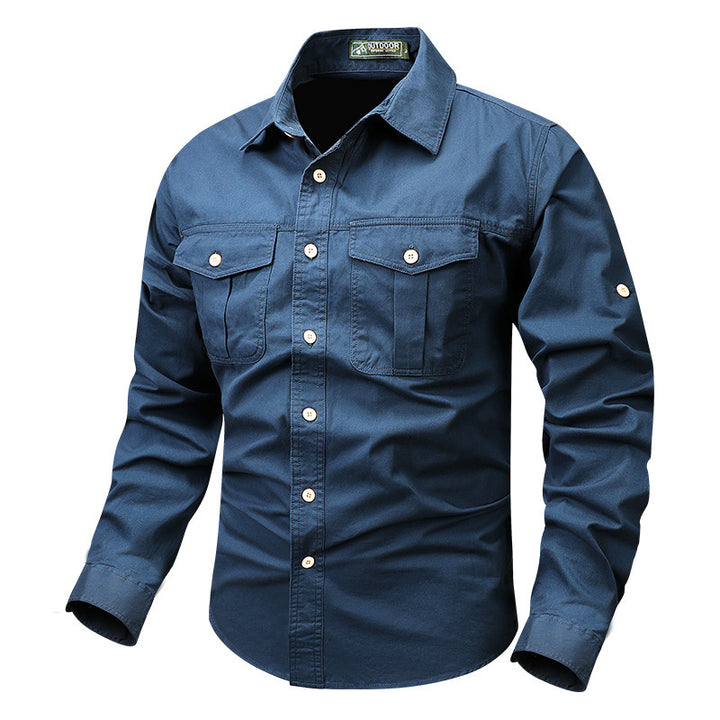 Herren nan robustes Baumwoll-Twill Hemd mit doppelten Brustklappentaschen und Rollärmelsystem Echo Archiv