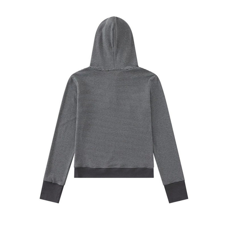 Damen Kapuzen-Henley-Pullover aus leichtem Streifenjersey mit Musik-Print Echoarchiv