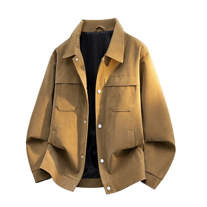 Herren Übergangs-Overshirt im Veloursleder‑Look mit Brustklappen, wärmender Futterlage & verdeckter Druckknopfleiste Echoarchiv