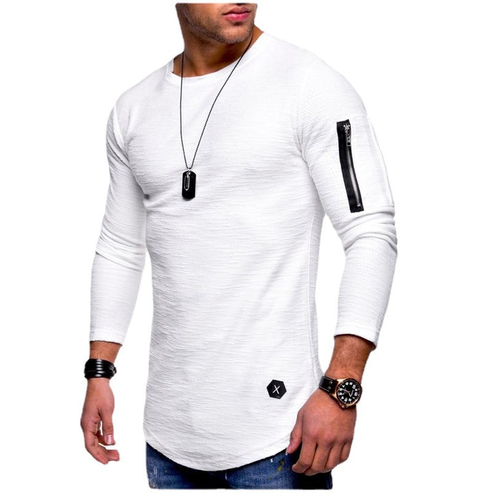 Herren Langarmshirt mit modernem Texturmuster und praktischer Armtasche Echoarchiv