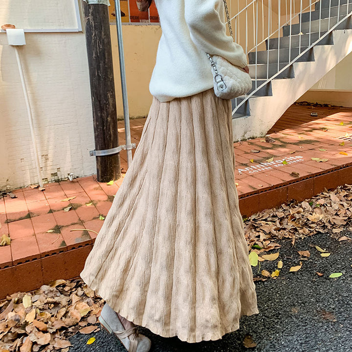 Damen Langer, eleganter Strickrock mit feinem Wellenmuster Echo Archiv
