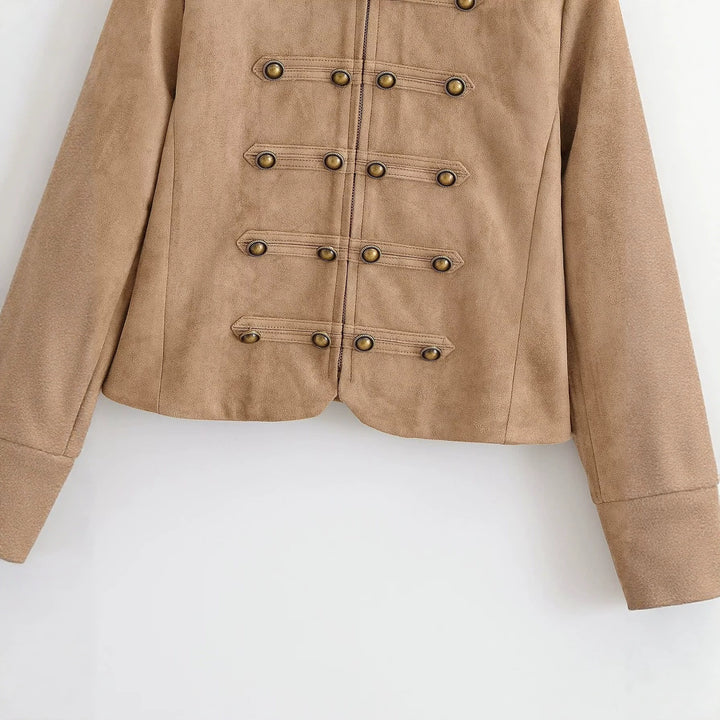 Damen Militärisch inspirierte Kurzjacke aus Wildlederoptik Echo Archiv
