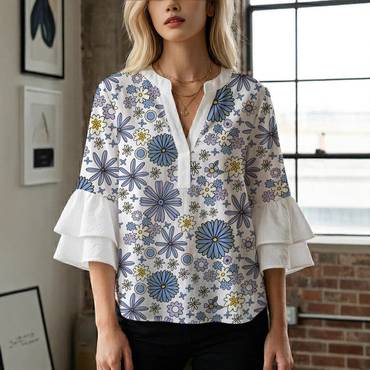 Damen Bluse mit voluminösen Ärmeln und floralem Design Echo Archiv