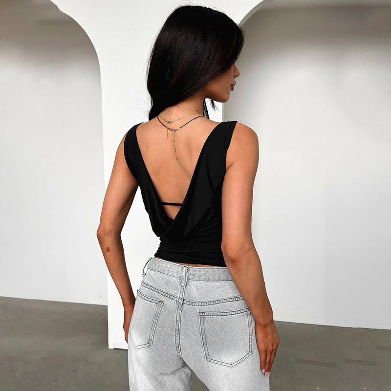 Damen figurbetontes Trägershirt mit elegantem Wickeldesign Echo Archiv