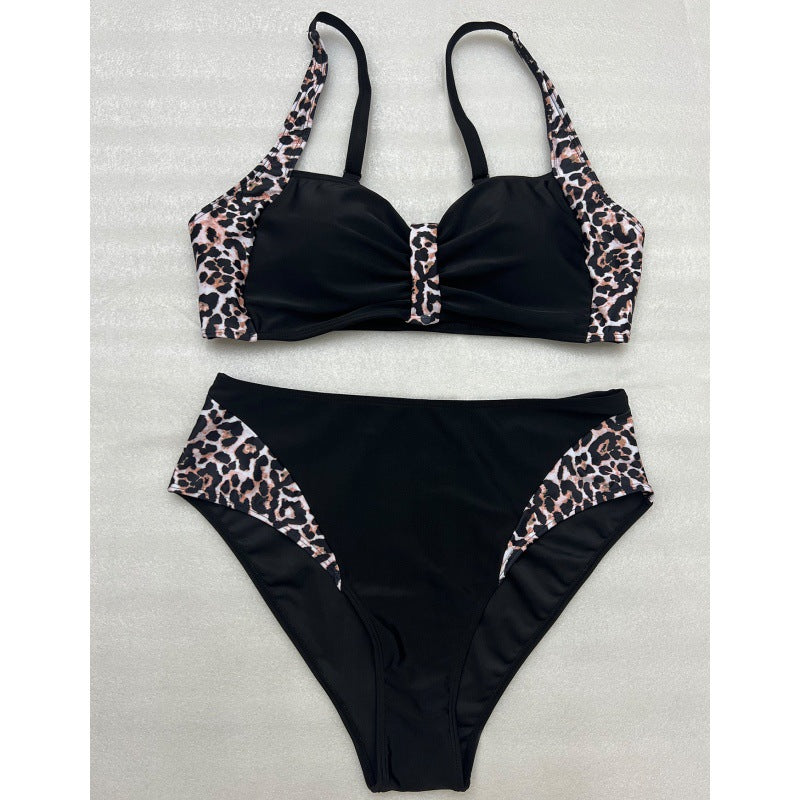 Damen Hochgeschneiderter Bikini mit Leo-Muster Echo Archiv
