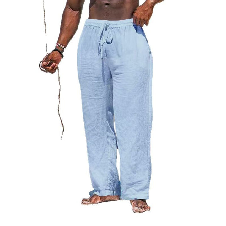 Herren nan entspannte Leinenhose mit elastischem Tunnelzug, geradem Bein und seitlichen Eingrifftaschen Echo Archiv