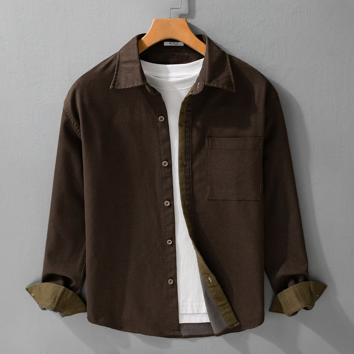 Herren Leichtes Baumwoll-Twill-Überhemd mit Brusttasche und Relaxed-Fit Echoarchiv