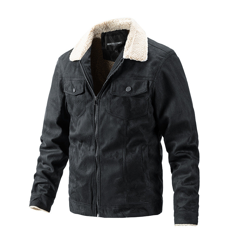 Herren Steppjacke im Biker-Stil mit warmem Teddykragen Echoarchiv