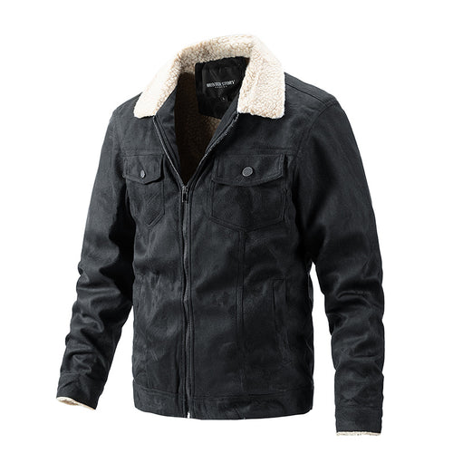 Herren Steppjacke im Biker-Stil mit warmem Teddykragen Echoarchiv