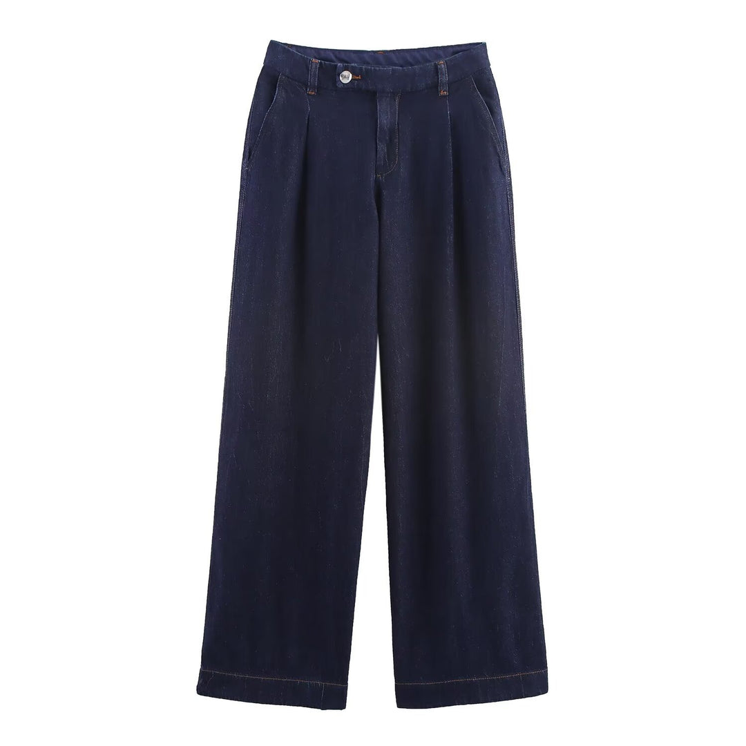 Damen weite Jeanshose mit eleganter Taillierung und seitlichen Eingrifftaschen Echo Archiv