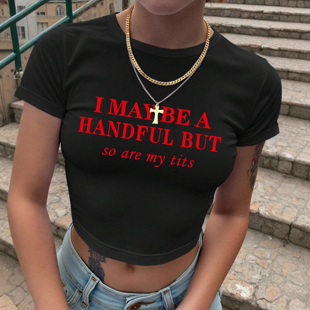 Damen Crop-T-Shirt mit witzigem Schriftzug Echo Archiv