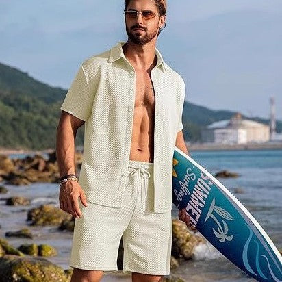 Herren lässiges Strandhemd und Shorts Set mit atmungsaktivem Material Echoarchiv