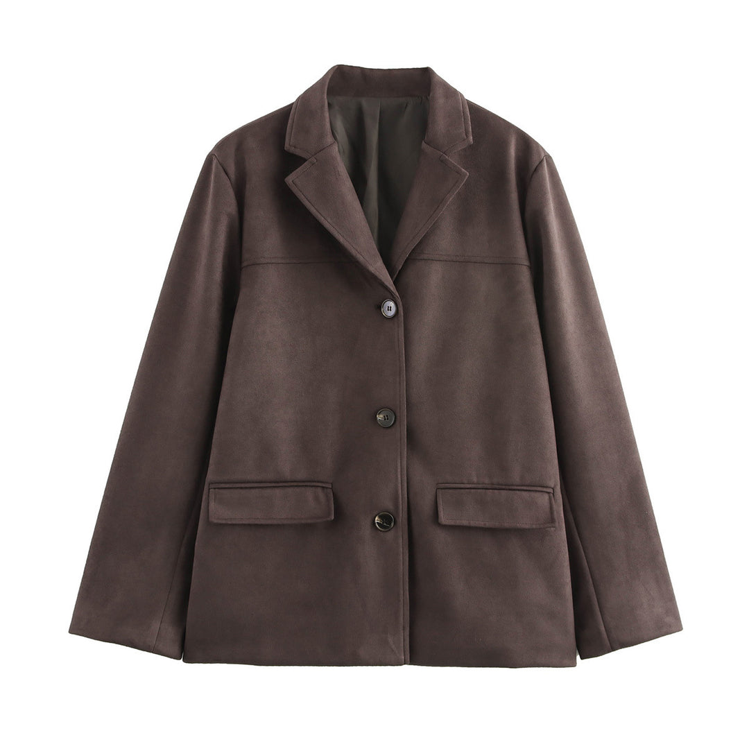 Damen elegante Velours-Optik Blazerjacke mit Reverskragen und Pattentaschen Echo Archiv