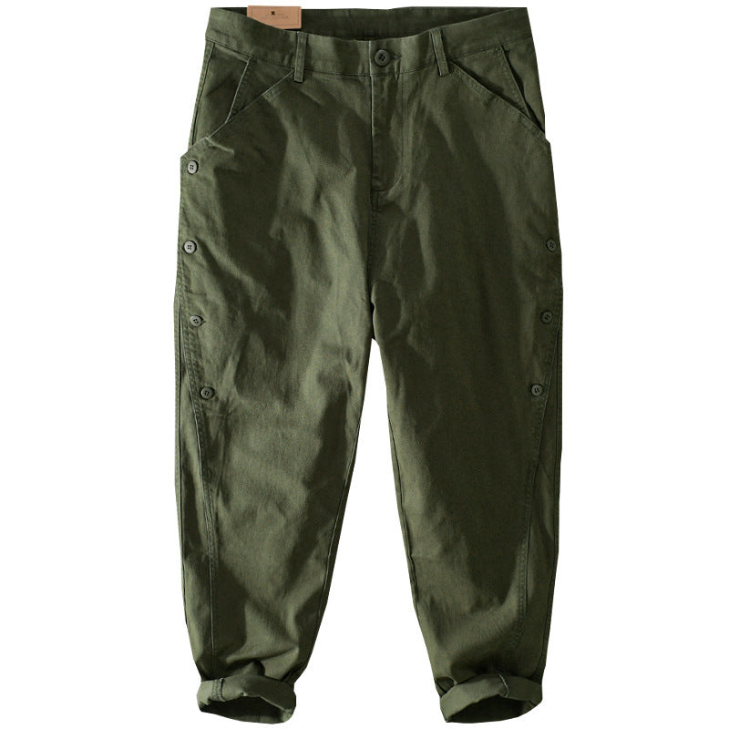 Herren lässige konische Hose mit seitlicher Knopfleiste und Umschlag Echoarchiv