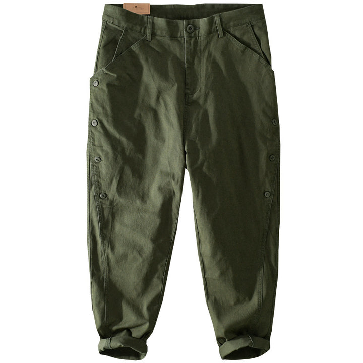 Herren lässige konische Hose mit seitlicher Knopfleiste und Umschlag Echoarchiv