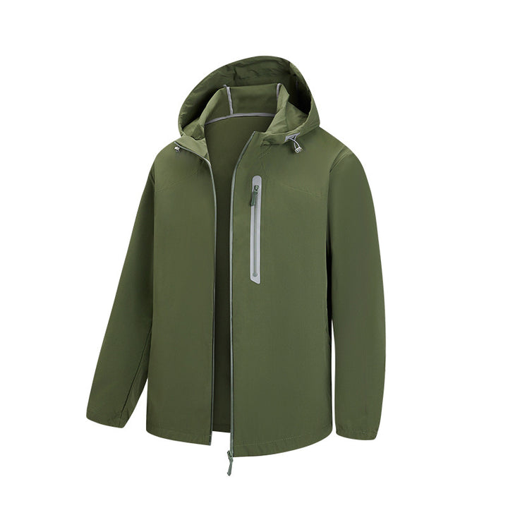 Herren Atmungsaktive Softshell-Kapuzenjacke mit wasserdichter Brusttasche und elastischem Saum Echo Archiv