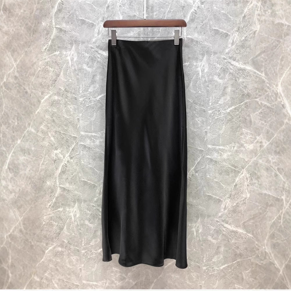 Damen Eleganter Midi-Rock aus hochwertigem Satin Echoarchiv