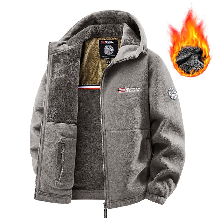 Herren Teddy-Fleece Kapuzenjacke mit wärmender Thermofütterung, Zwei-Wege-Reißverschluss & verdeckten Reißverschlusstaschen Echoarchiv