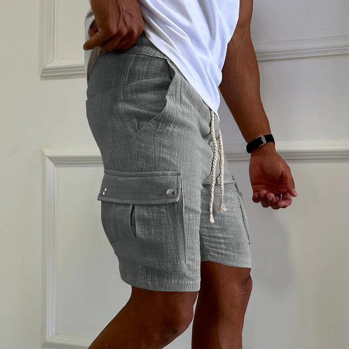 Herren lässige Cargo-Shorts aus leichtem Leinenstoff mit elastischem Bund Echoarchiv