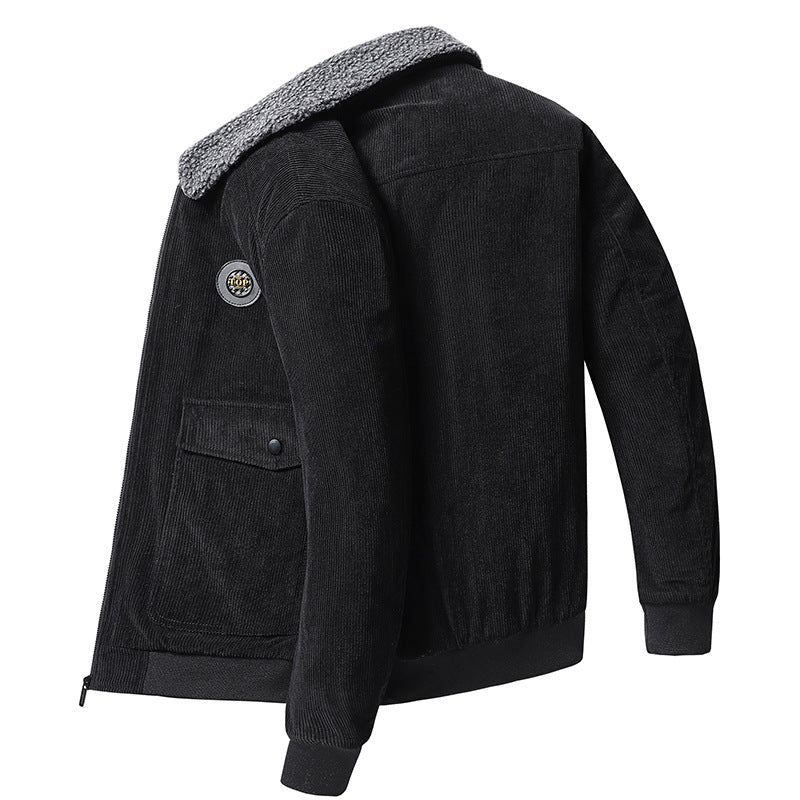Herren nan Cordjacke mit Teddykragen, aufgesetzten Klappentaschen und elastischen Bündchen Echo Archiv