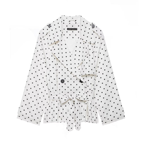 Damen Gepunktete Cropped Trenchjacke mit Bindegürtel Echo Archiv