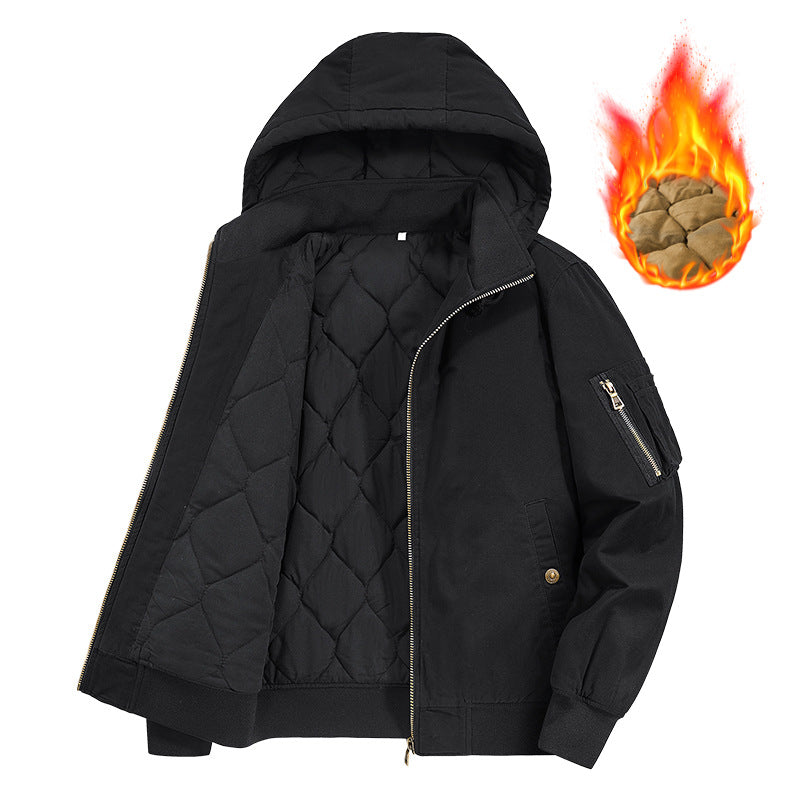 Herren Isolierte Kapuzen‑Bomberjacke mit gesteppter Thermofütterung und Ärmel‑Utilitytasche – Brevano