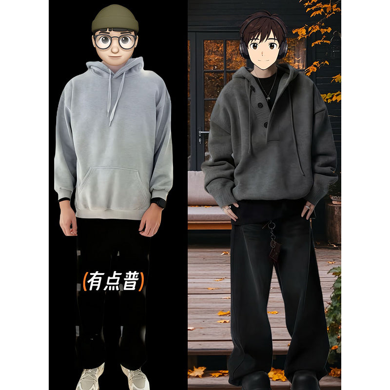 Damen Kuscheliger Hoodie mit Knopfdetails Echoarchiv