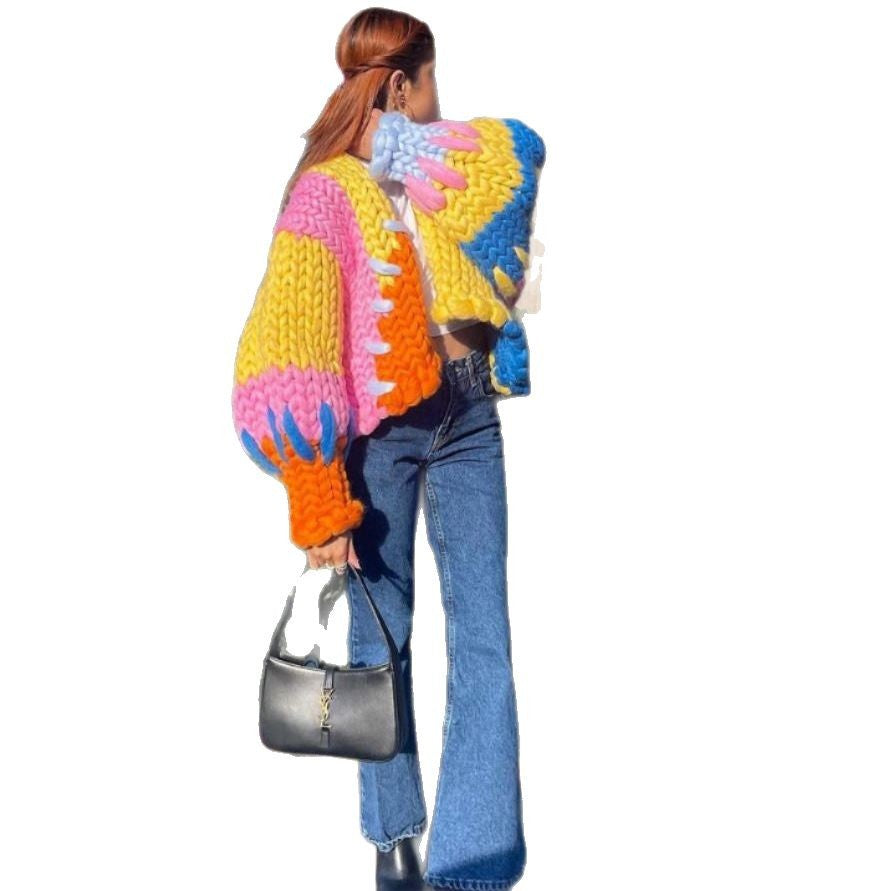 Damen Modischer Strickjacke mit buntem Design