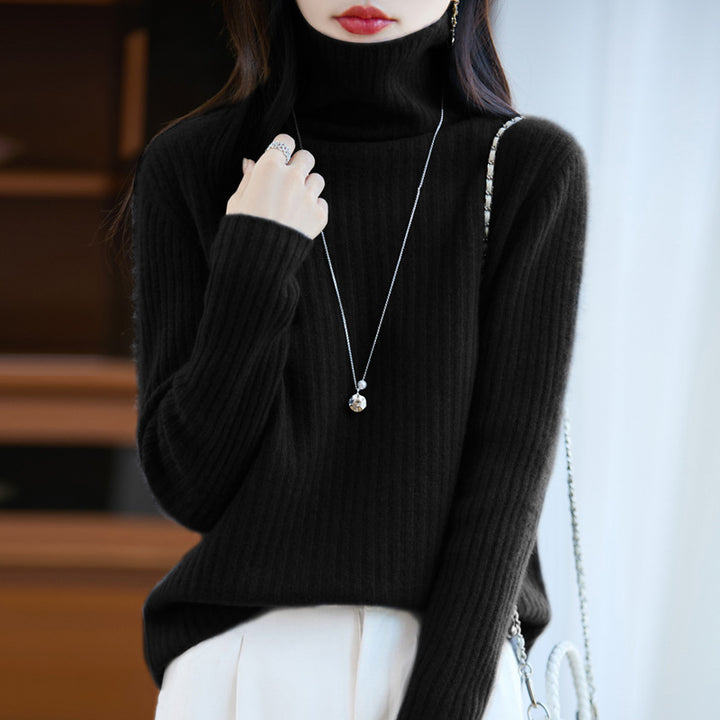 Damen Schlanker Feinstrick-Rollkragenpullover mit feiner Rippenstruktur und kaschmirähnlicher Haptik Echoarchiv