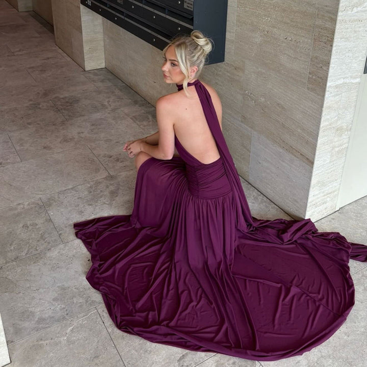 Damen Elegantes Maxikleid mit hochgeschlossenem Design und verführerischem Schlitz Echo Archiv