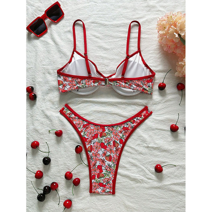 Damen Push-Up-Bikini mit floralen Mustern und verstellbaren Trägern Echo Archiv