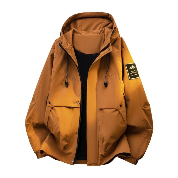 Herren Wattierte Kapuzen-Utility-Jacke mit abnehmbarem Innenfutter & hohem Stehkragen Echoarchiv