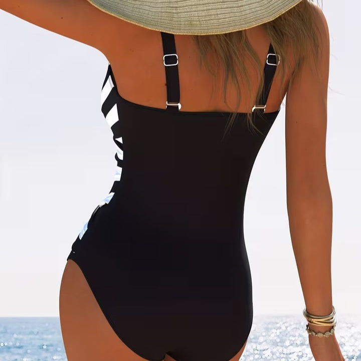 Damen Aqua-Gymnastikanzug mit nahtlosem Schnitt und elegantem Streifen-Design Echo Archiv