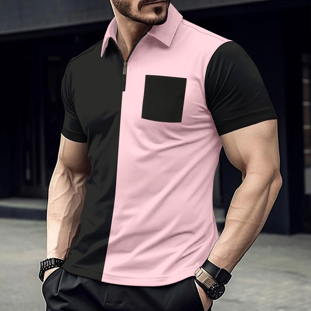 Herren sportliches Kurzarm-Oberteil mit Reißverschluss und stylishem Design Echoarchiv