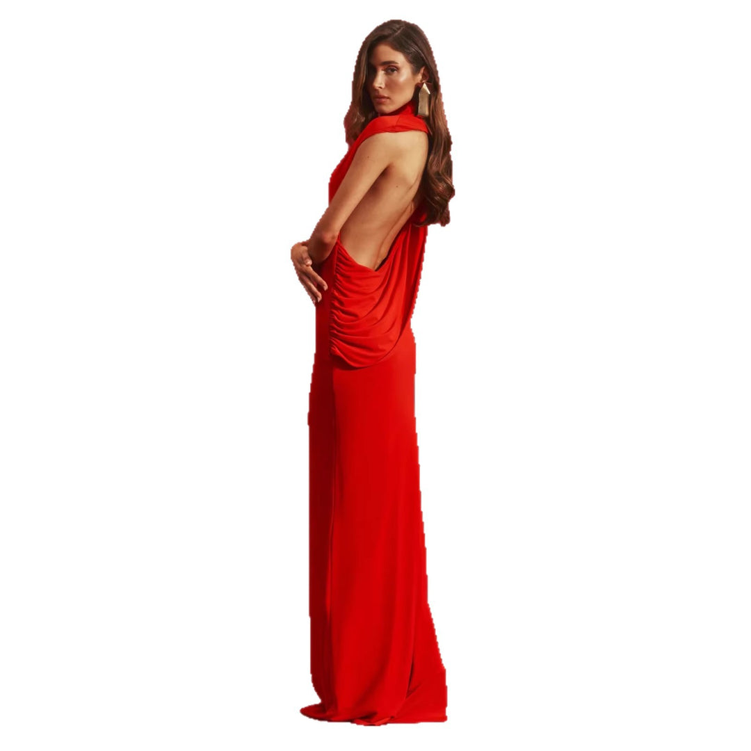 Damen Elegantes Abendkleid mit tiefem Rückenausschnitt und fließendem Drapé Echo Archiv