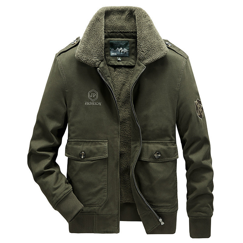 Herren Utility-Flightjacke aus Baumwollmix mit Teddykragen und aufgesetzten Pattentaschen Echo Archiv