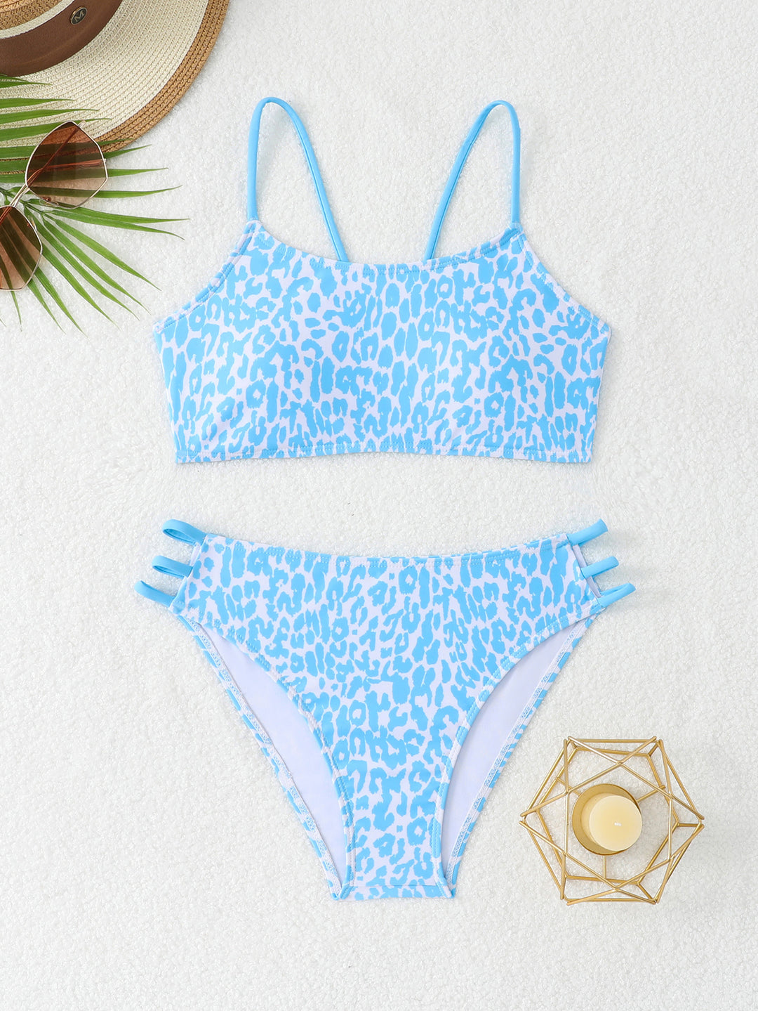 Damen Leopardenmuster Bikini-Set mit sportlichen Details Echo Archiv