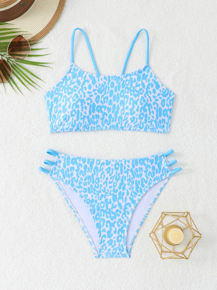 Damen Leopardenmuster Bikini-Set mit sportlichen Details Echo Archiv