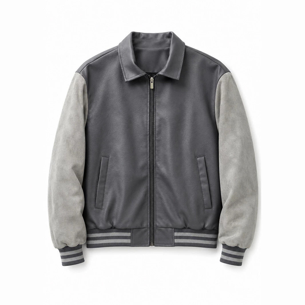 Herren Modische Kunstleder Bomberjacke Echo Archiv